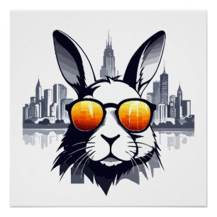 Pôster Rabbit Vetor Art Animal Modern Urban City Graphic