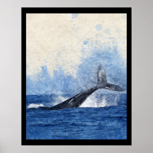 Poster Rabo de baleia azul e creme e a arte de tela do ma