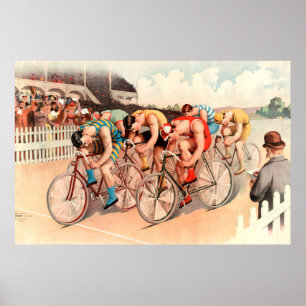 Pôster Raça de bicicleta Chromolithograph 1895