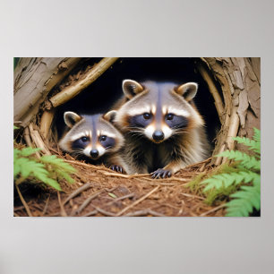 Poster Raccoon Animal Nature Wildlife Affecting Caring