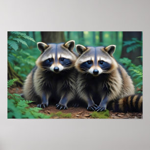 Poster Raccoon Animal Nature Wildlife Affecting Caring