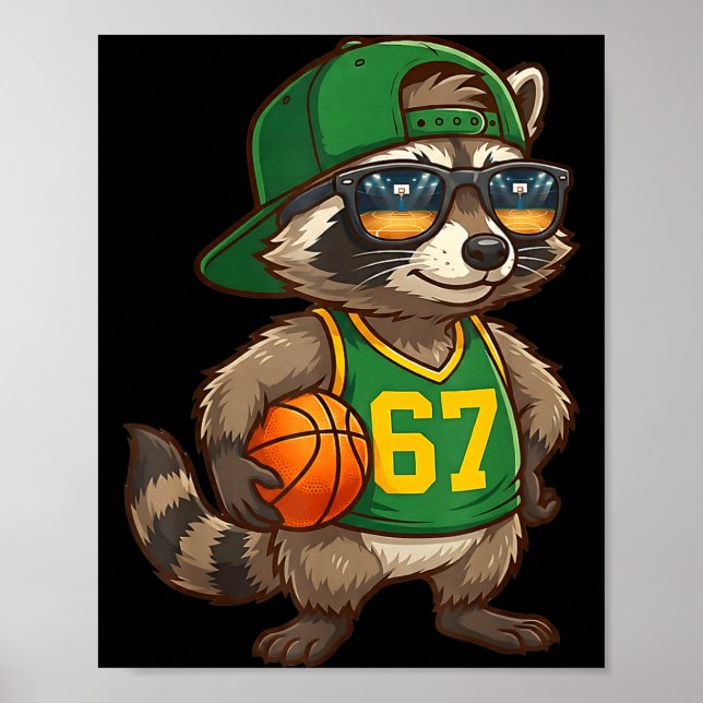 Poster Raccoon Basketball 67 Gen Alpha Slang Srts Men Boy (Frente)