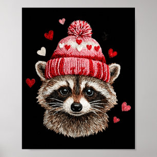 Poster Raccoon Dia dos Namorados Engraçado Feral Raccoon