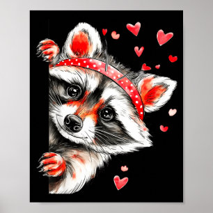 Poster Raccoon Dia dos Namorados Raccoon Feral Divertido