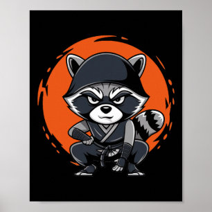 Poster Raccoon Funny Karate Design Costume