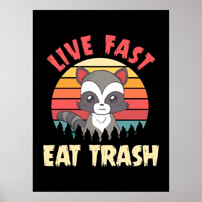 Poster Raccoon Lover Live Fast Comer Lixo (Frente)