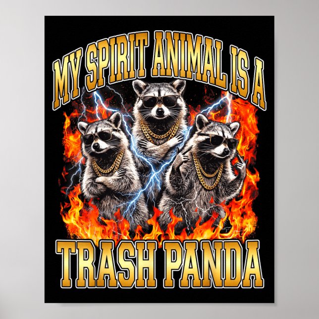 Poster Raccoon My Srit Animal Is A Trash Panda Funny Boot (Frente)