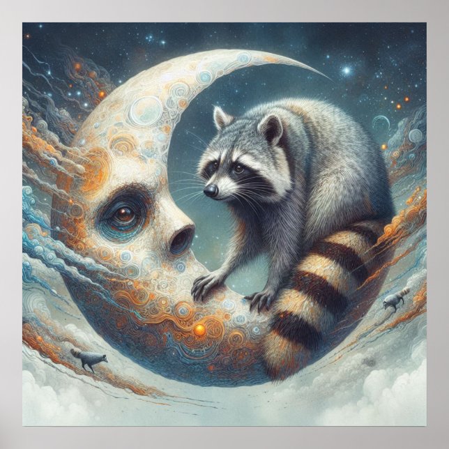 Poster Raccoon on-Moon (Frente)