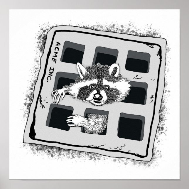 Poster Raccoon preso na ilustração da Grate (Frente)