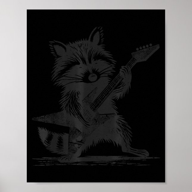 Poster Raccoon Rock Music For Men Women Band Kids Rocker  (Frente)