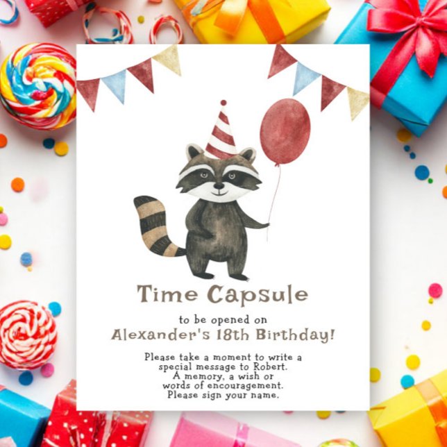 Poster Raccoon Time Capsule 1st birthday (Criador carregado)