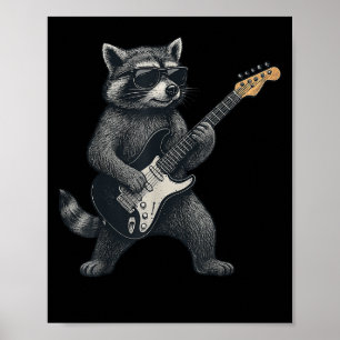 Poster Raccoon Tocando Violão Rock E Homens Presentes