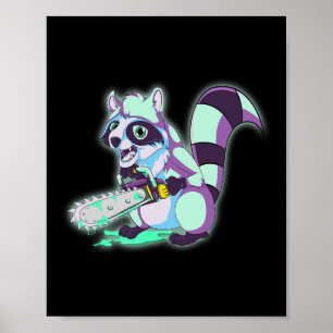 Poster Raccoon Trash Panda Scary Vaporwave 80s Animal Spo
