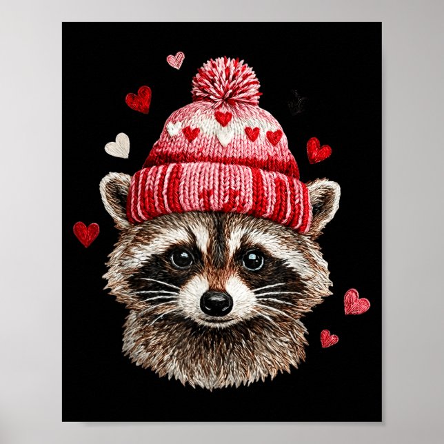 Poster Raccoon Valentines Day Funny Feral Raccoon Love He (Frente)