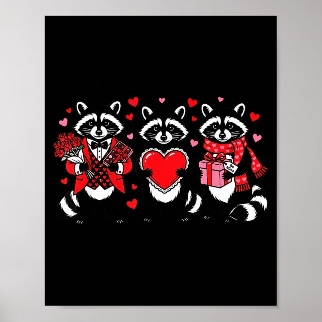 Poster Raccoon Valentines Day Funny Feral Raccoon Love He (Frente)