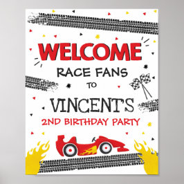 Poster Race Car Birthday Party Two Birthday Welcome