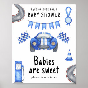 Poster Race car chá de fraldas - Bebês são doces