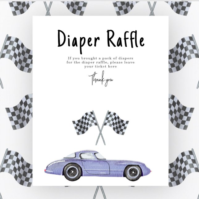 Poster Race car chá de fraldas Fralda Raffle (Criador carregado)