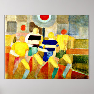Poster Race Walkers, colorful Cubist artwork