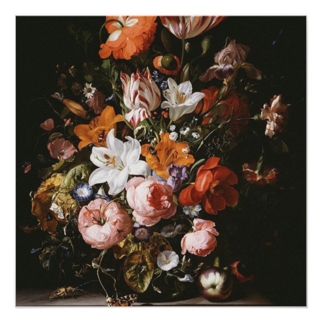Pôster Rachel Ruysch - Flores Num Vaso De Vidro (Frente)