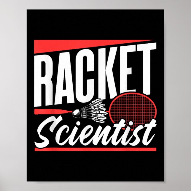 Poster Racket Scientist Lover Badminton Match Player Team (Frente)