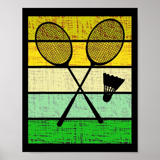 Poster Rackets De Badminton Retro E Brincadeira De Badmin (Frente)