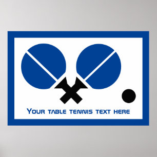 Poster Rackets de pingue-pongue de mesa e azul-bola