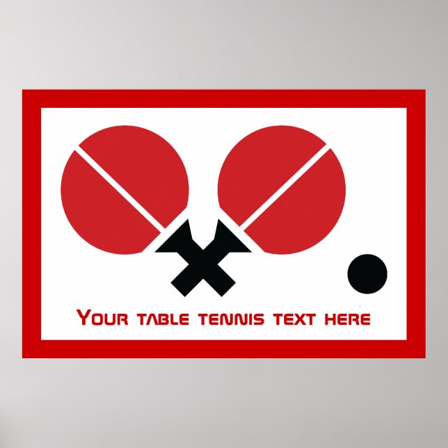 Pôster Rackets de pingue-pongue de mesa e esfera a preto, (Frente)