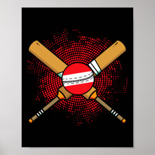Poster Racquete De Críquete Austríaca E Bandeira Ll Da Áu