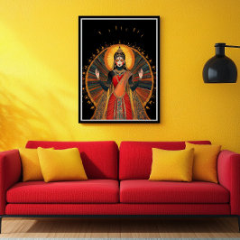 Poster Radha Deusa do Amor e Compaixão Vermelho Negro Dou