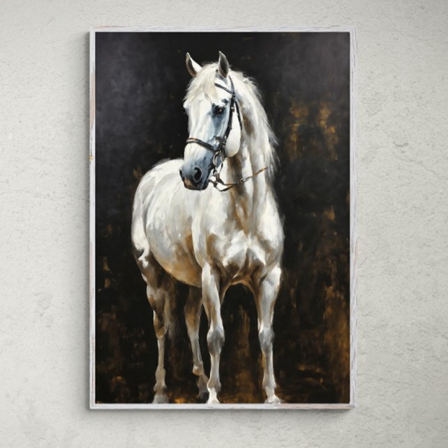 Poster Radiância Graciosa: Cavalo Branco Elegante (Criador carregado)