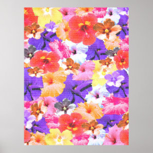 Poster "Radiância no Bloom: Hibiscus em Vidro Estreito