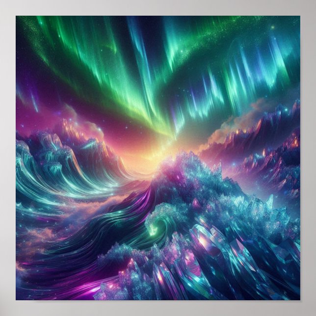 Poster Radiant Aurora Crystal Wave Horizon Glow (Frente)