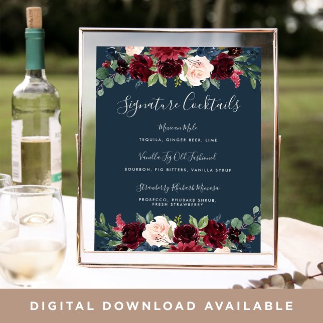 Poster Radiant Bloom Signature Cocktail Menu Sign (Criador carregado)