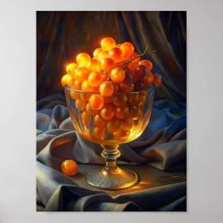Poster "Radiant Bunch: Orange Grapes in Transparency".