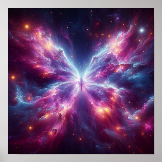 Poster Radiant Butterfly Nebula in Cosmic Sky (Frente)