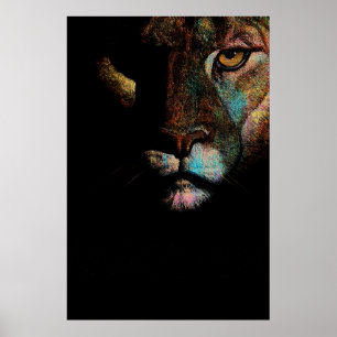 Poster Radiant Darkness - Elegância Ameaçadora Leoa