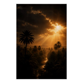 Pôster Radiant Palm Grove Chiaroscuro Poster