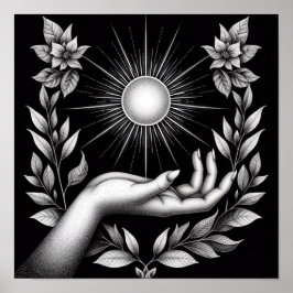 Poster Radiant Sun with Botanical Touch and Feminine