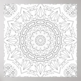 Poster Radiating Arrow Star Mandala Coloring Page Art