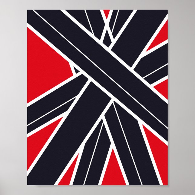 Poster Radiating Black Stripes on Light Red Background (Frente)