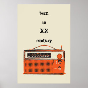 Poster rádio de transistor retro