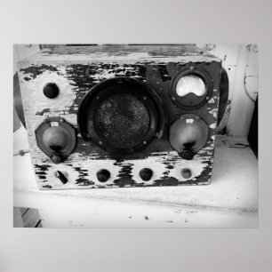 Poster Rádio Náutica Vintage, Preto e Branco