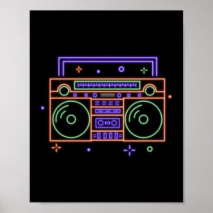 Poster Rádio Neon Ghettoblaster Boombox, 80 e 90