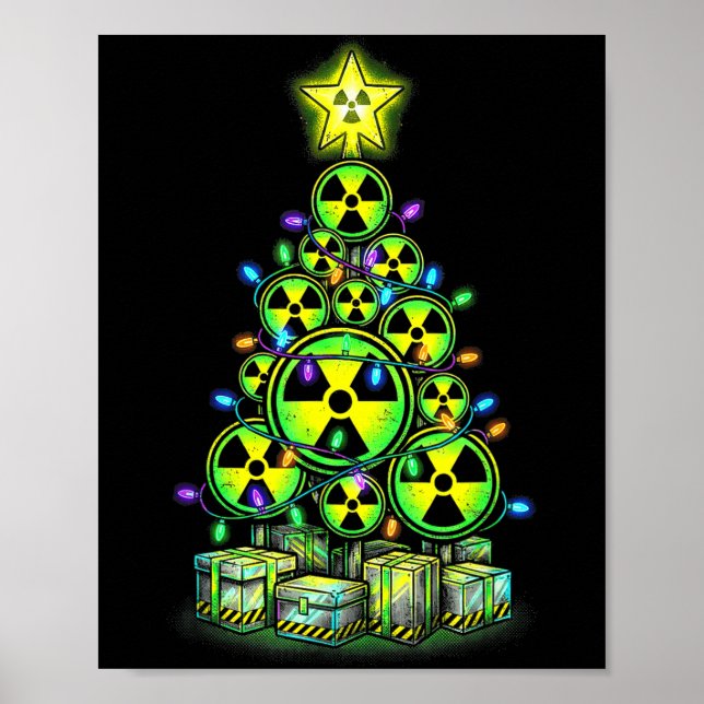 Poster Radioactive Christmas Tree Graphic Nuclear Warning (Frente)