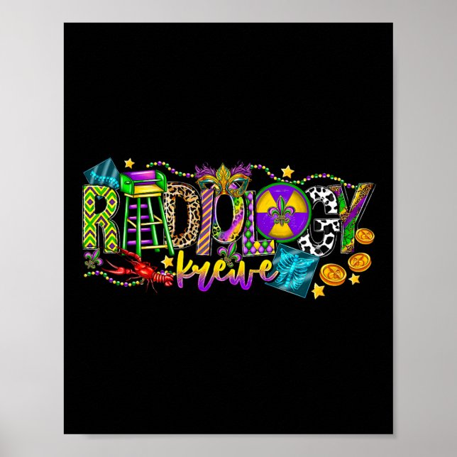 Poster Radiologia Krewe Mardi Gras Rad Tech Radiologista (Frente)