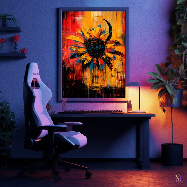 Poster Radioso Girassol Expressionista Contemporâneo (Criador carregado)