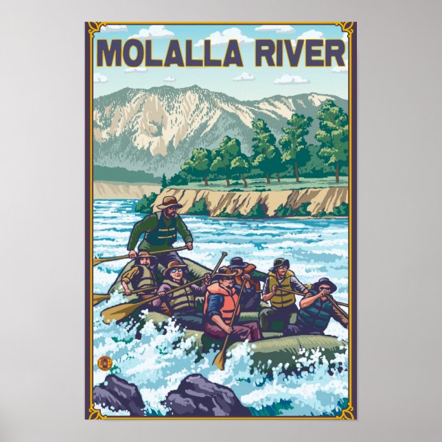 Pôster Rafa de Água Branca - Molalla River, Oregon (Frente)
