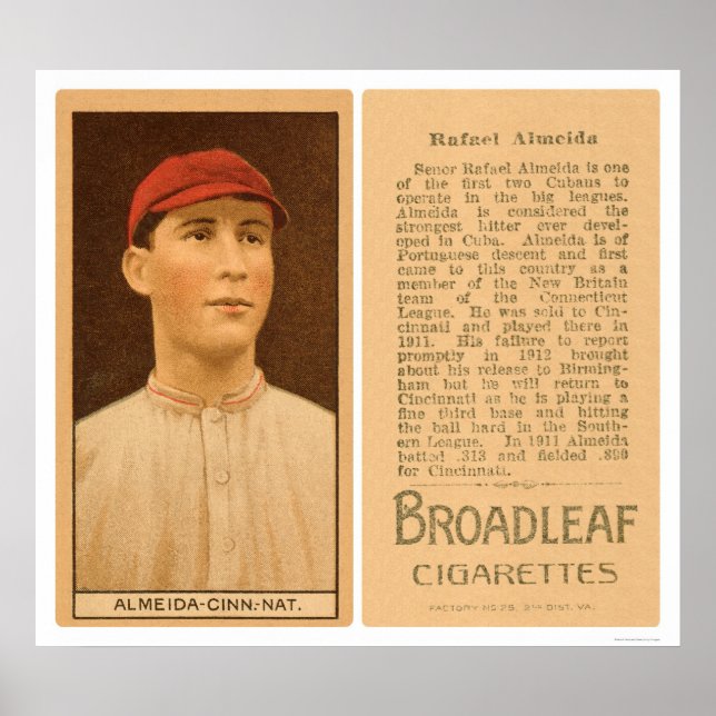 Poster Rafael Almeida Reds Baseball 1912 (Frente)