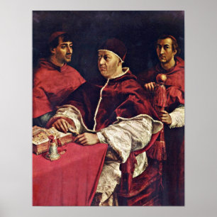 Pôster Raffael - Portrait of Pope Leo X and cardinals